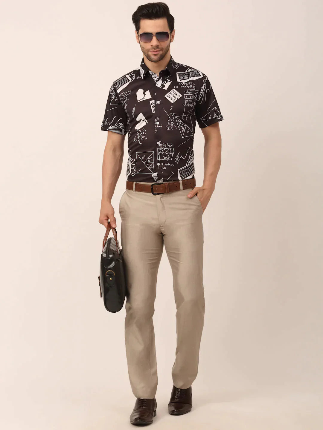 Men's Lycra Printed Half Sleeve Formal Shirts - Taantav