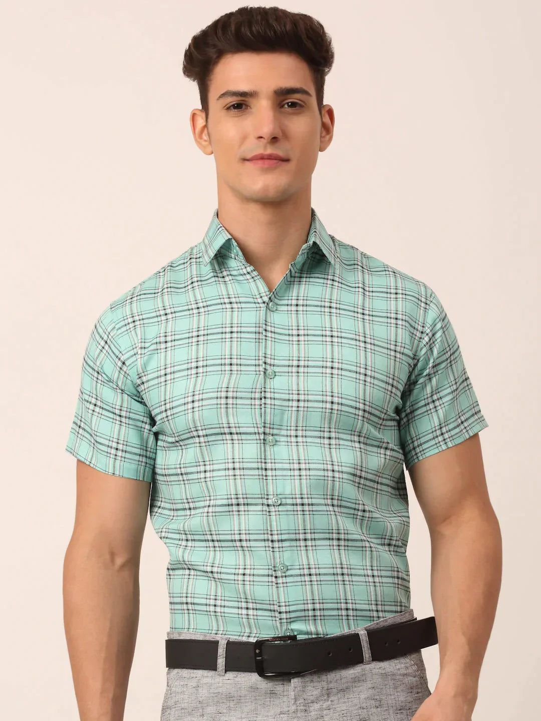 Men's Cotton Checked Half Sleeve Formal Shirts - Taantav