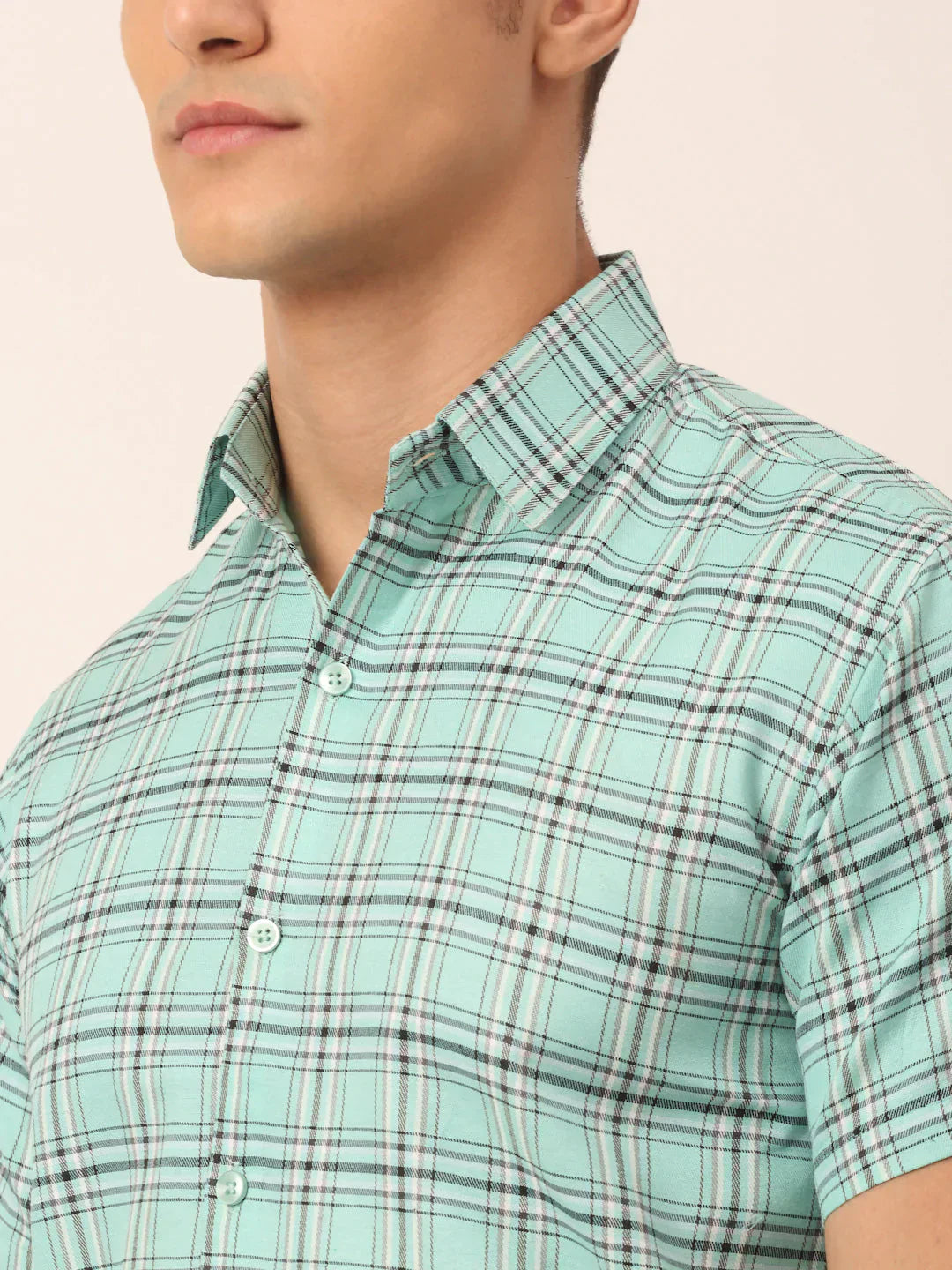 Men's Cotton Checked Half Sleeve Formal Shirts - Taantav