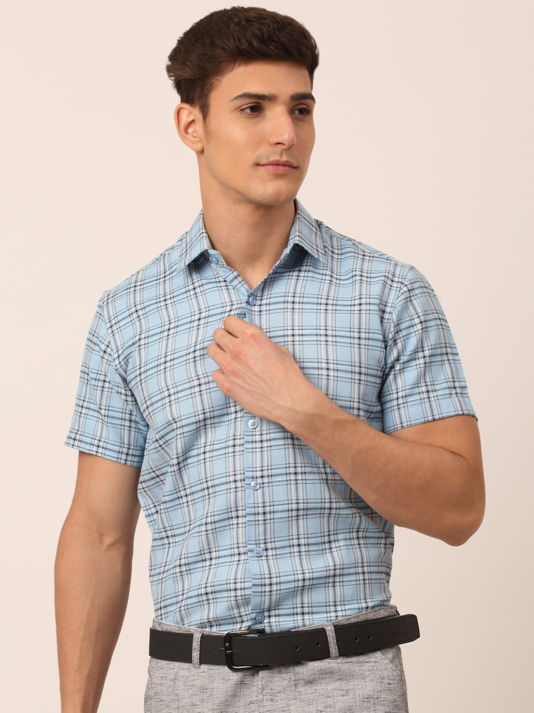 Men's Cotton Checked Half Sleeves Formal Shirts - Taantav