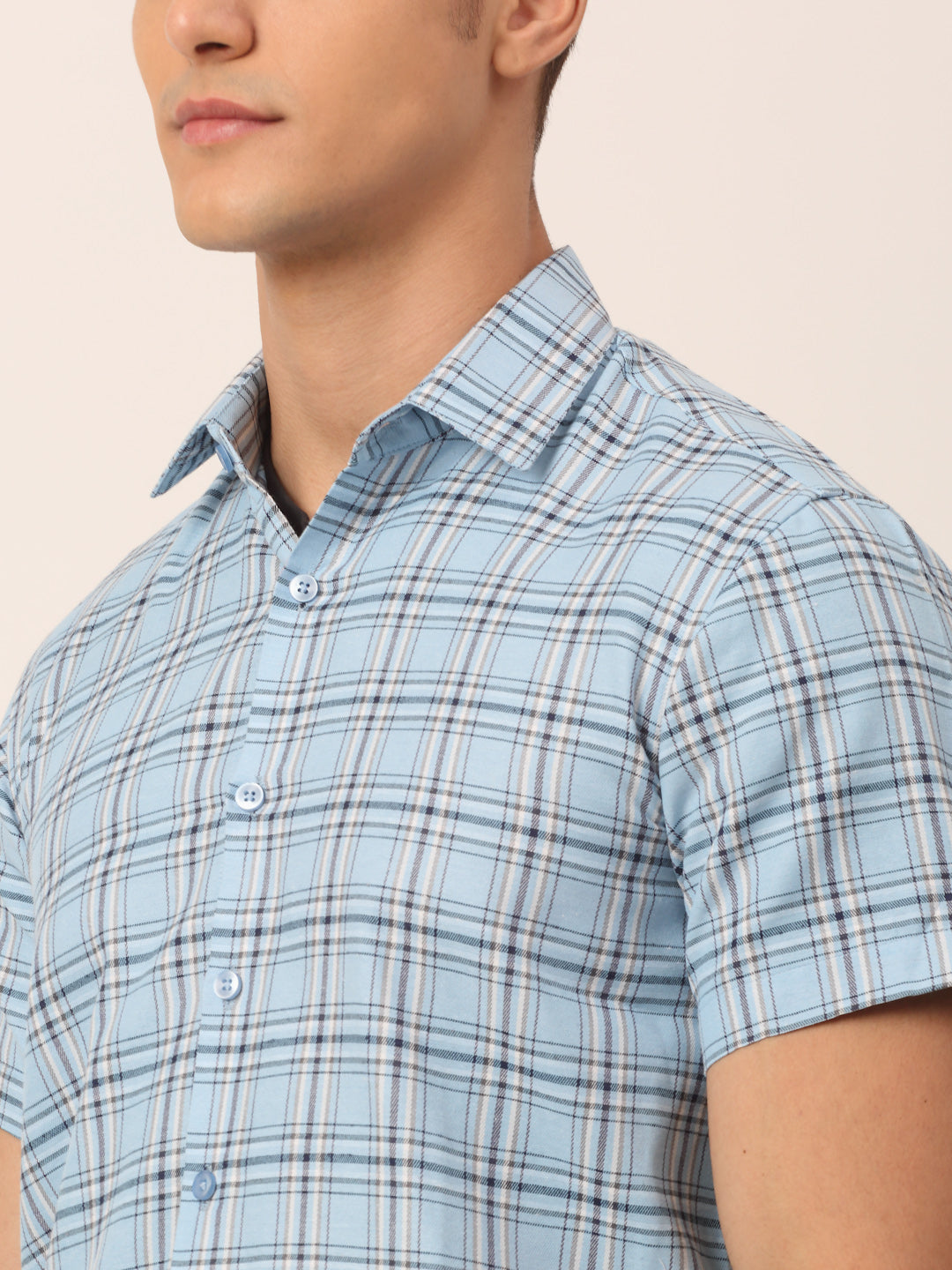 Men's Cotton Checked Half Sleeves Formal Shirts - Taantav