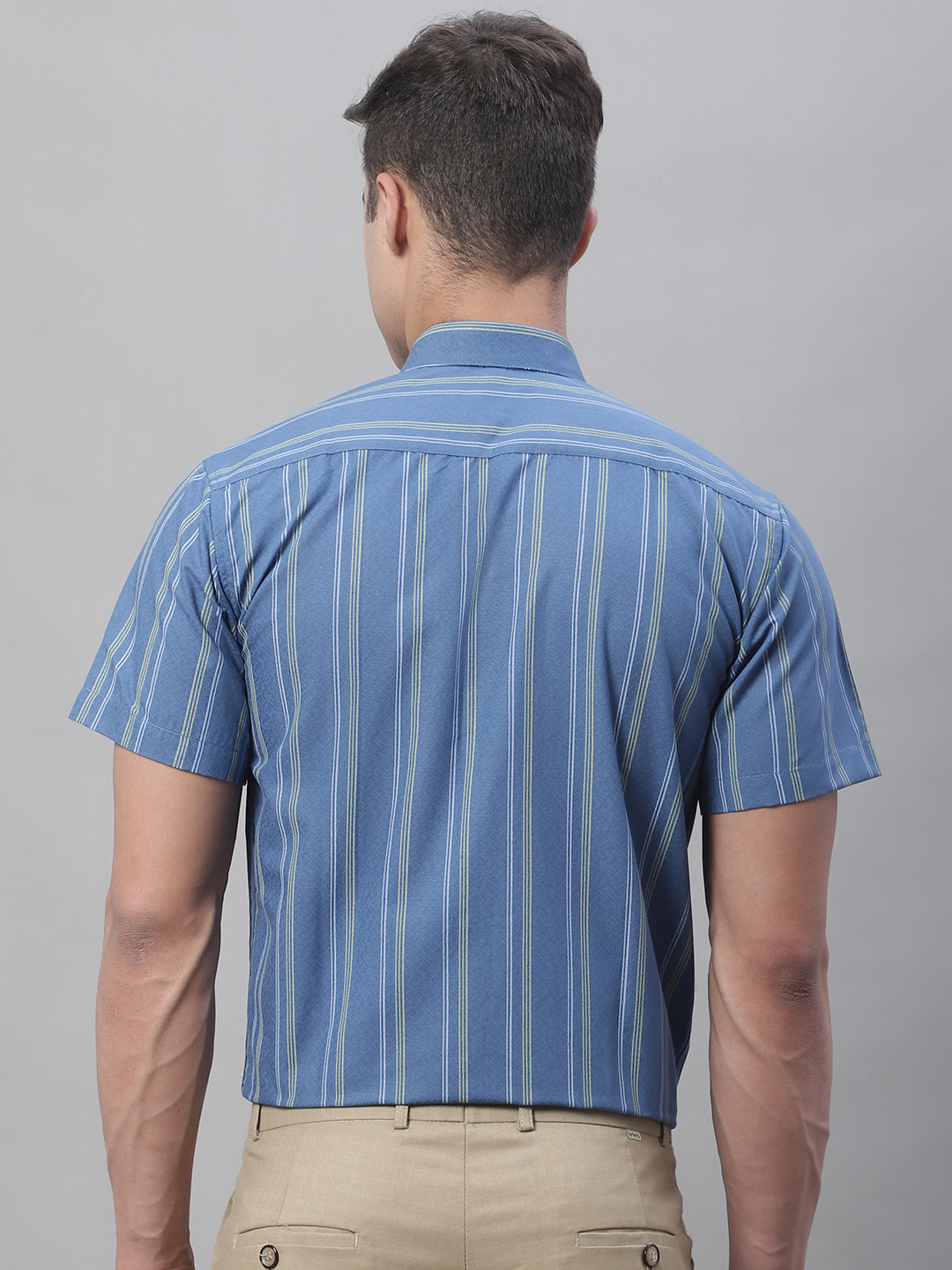 Men's Blue Striped Formal Shirt - Taantav