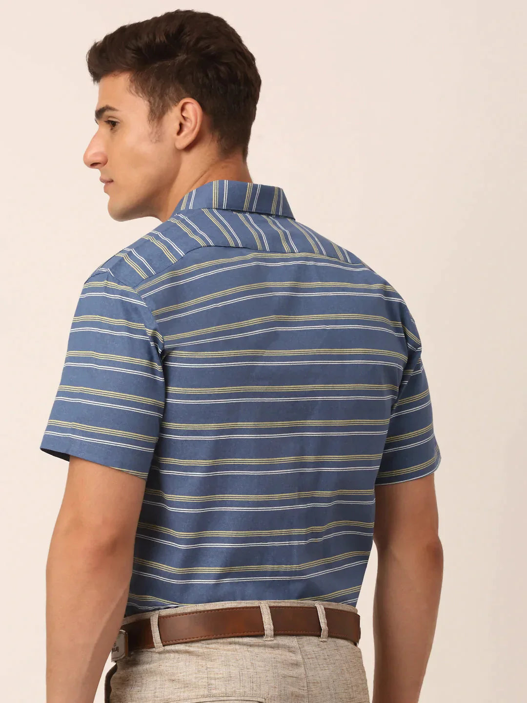 Men's Cotton Striped Half Sleeve Formal Shirts - Taantav