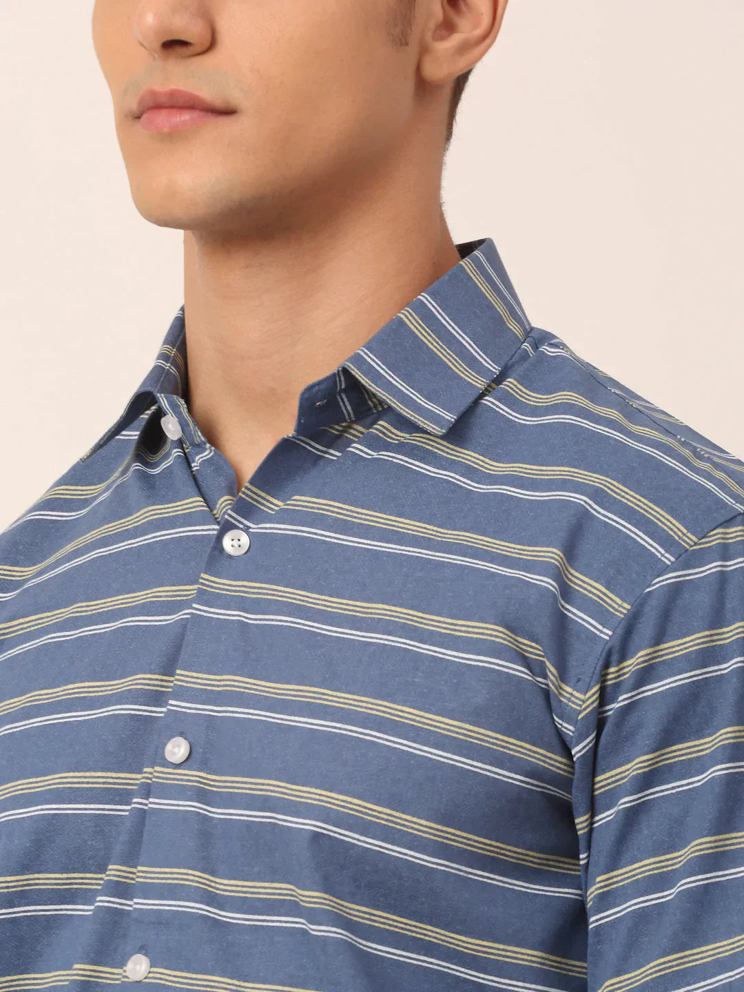 Men's Cotton Striped Half Sleeve Formal Shirts - Taantav