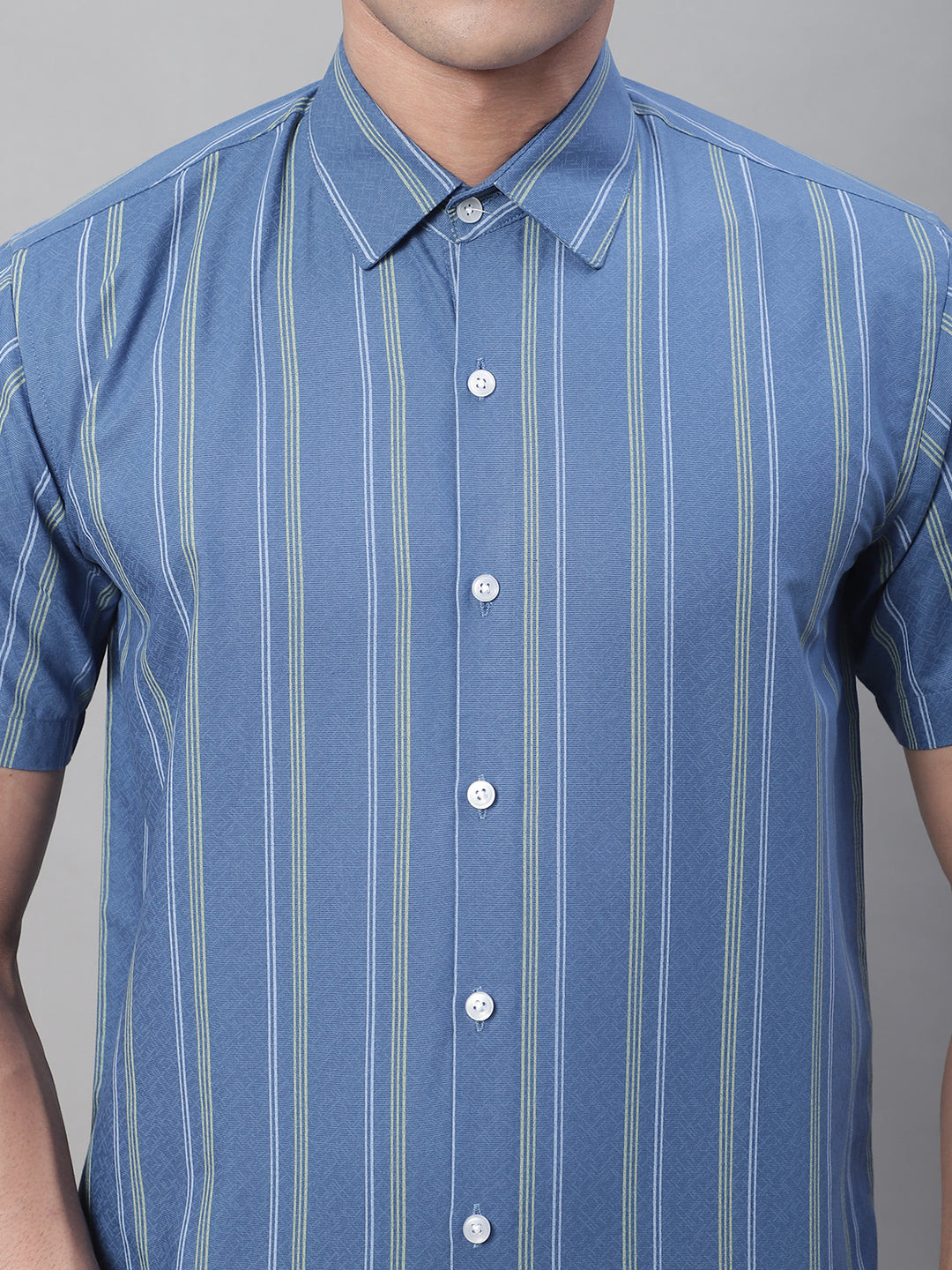 Men's Blue Striped Formal Shirt - Taantav