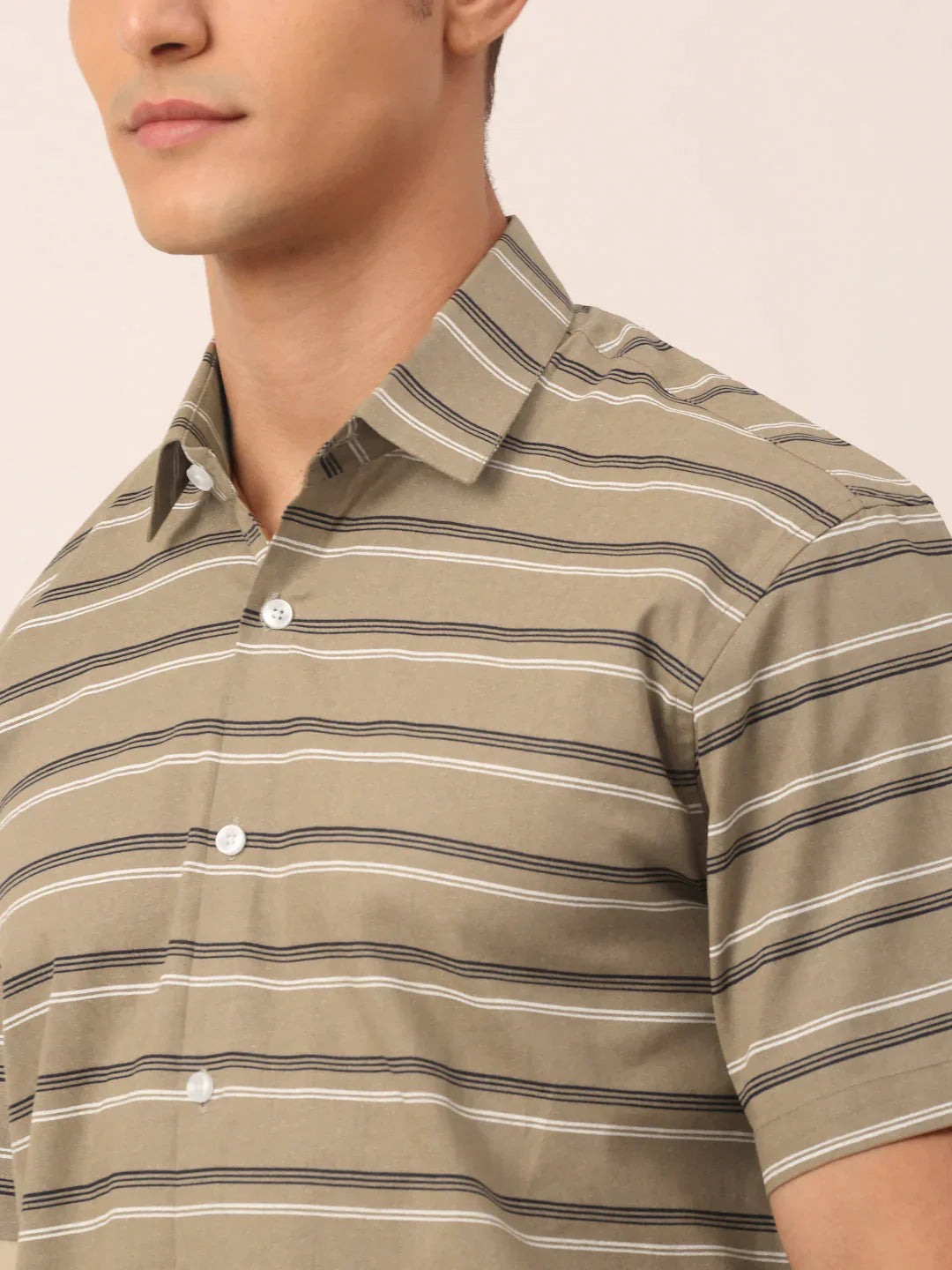 Men's Cotton Striped Half Sleeve Formal Shirts - Taantav