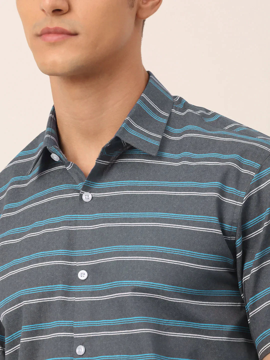 Men's Cotton Striped Half Sleeve Formal Shirts - Taantav