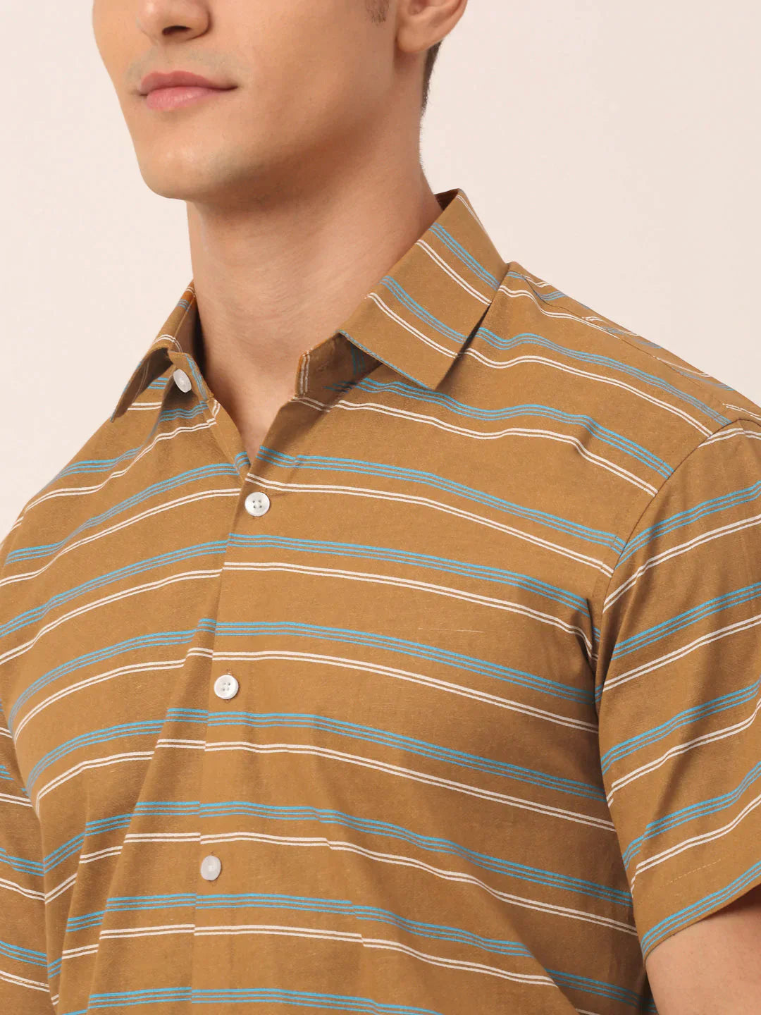 Men's Cotton Striped Half Sleeve Formal Shirts - Taantav