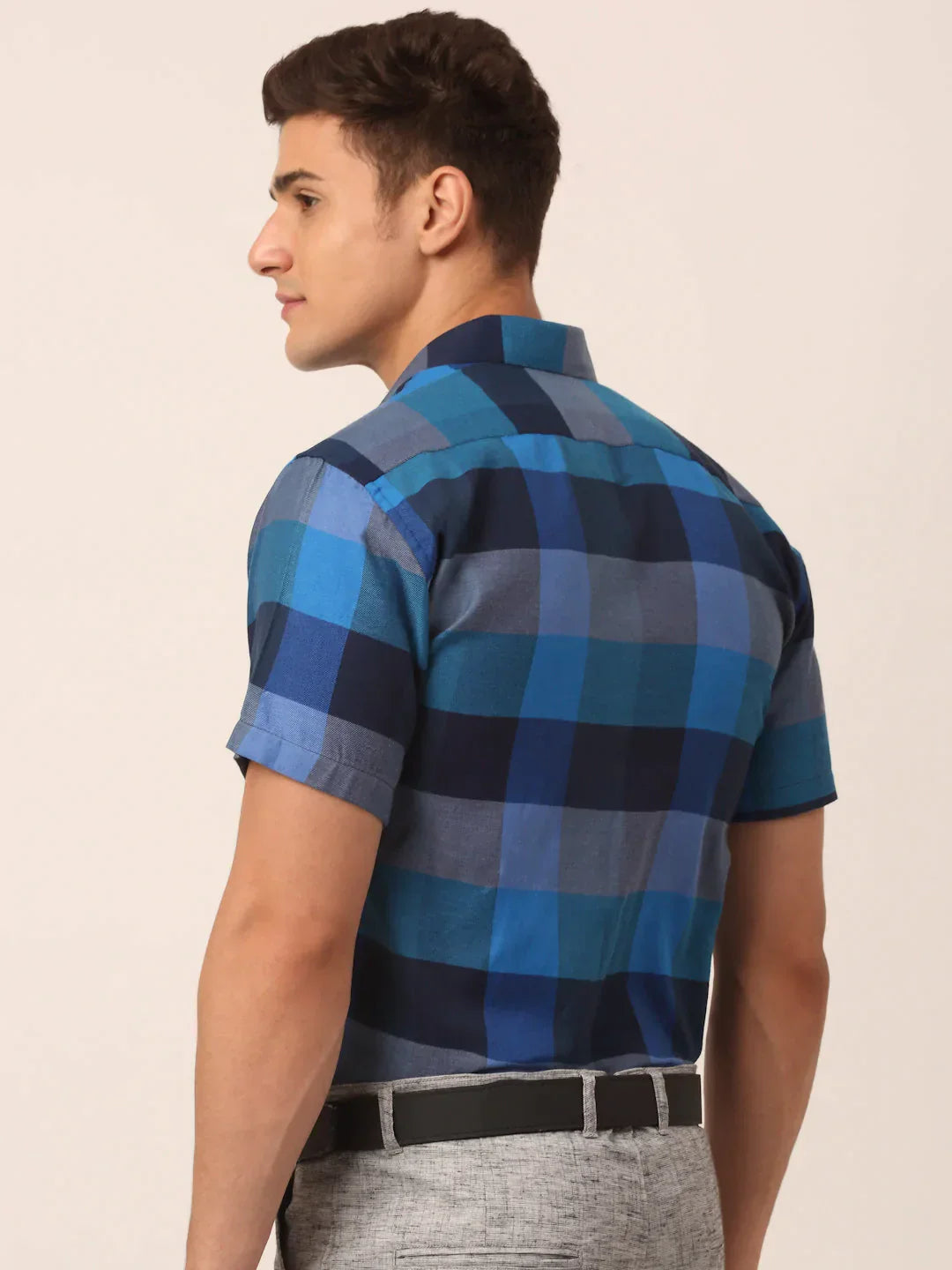 Men's Cotton Checked Half Sleeve Formal Shirts - Taantav