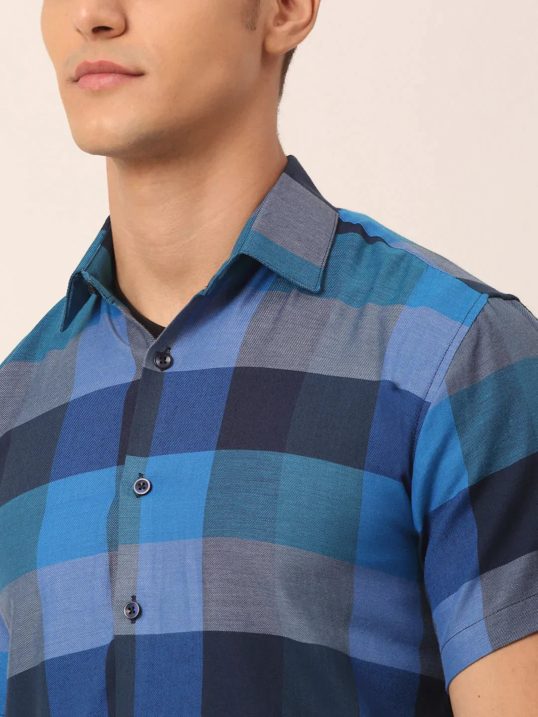 Men's Cotton Checked Half Sleeve Formal Shirts - Taantav