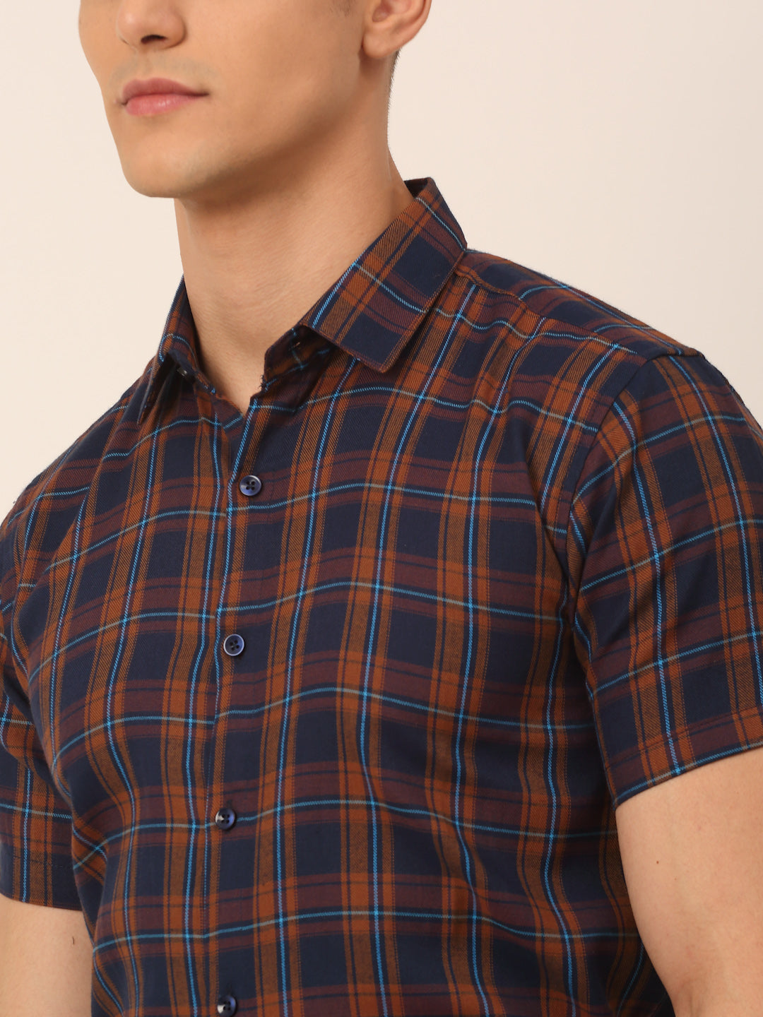 Men's Cotton Checked Half Sleeves Formal Shirts - Taantav