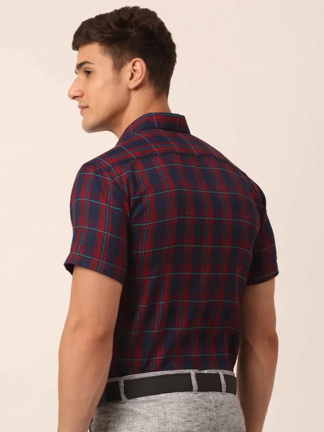 Men's Cotton Checked Half Sleeve Formal Shirts - Taantav