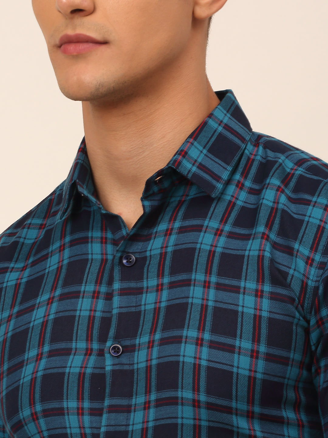 Men's Cotton Checked Half Sleeves Formal Shirts - Taantav