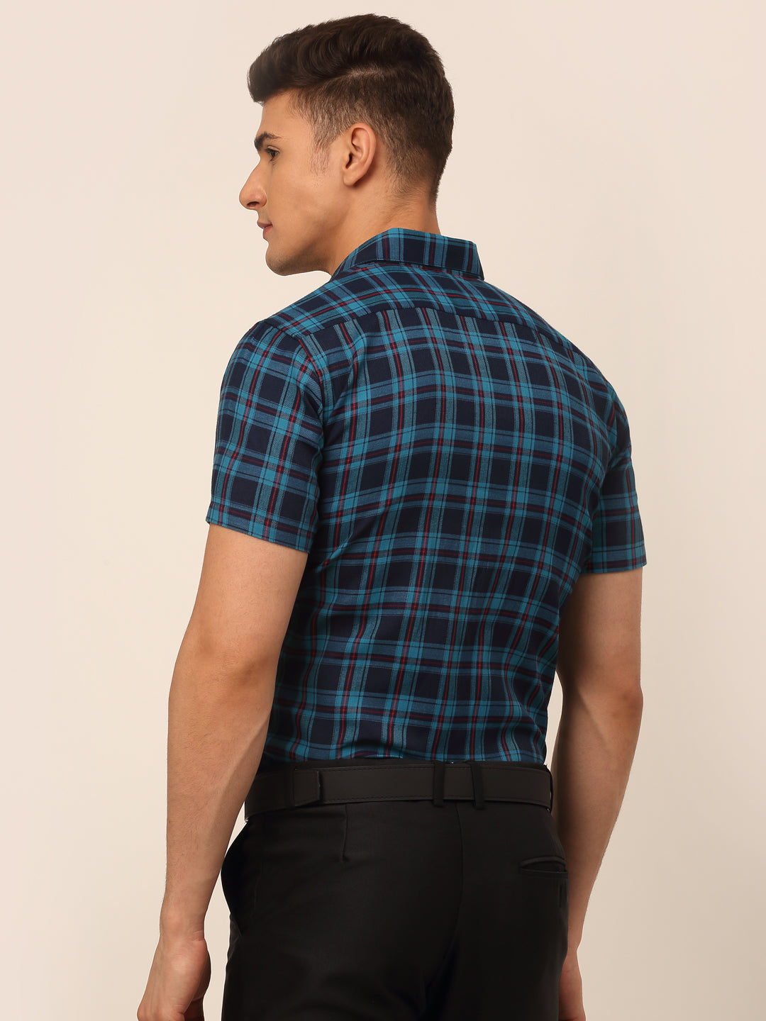 Men's Cotton Checked Half Sleeves Formal Shirts - Taantav