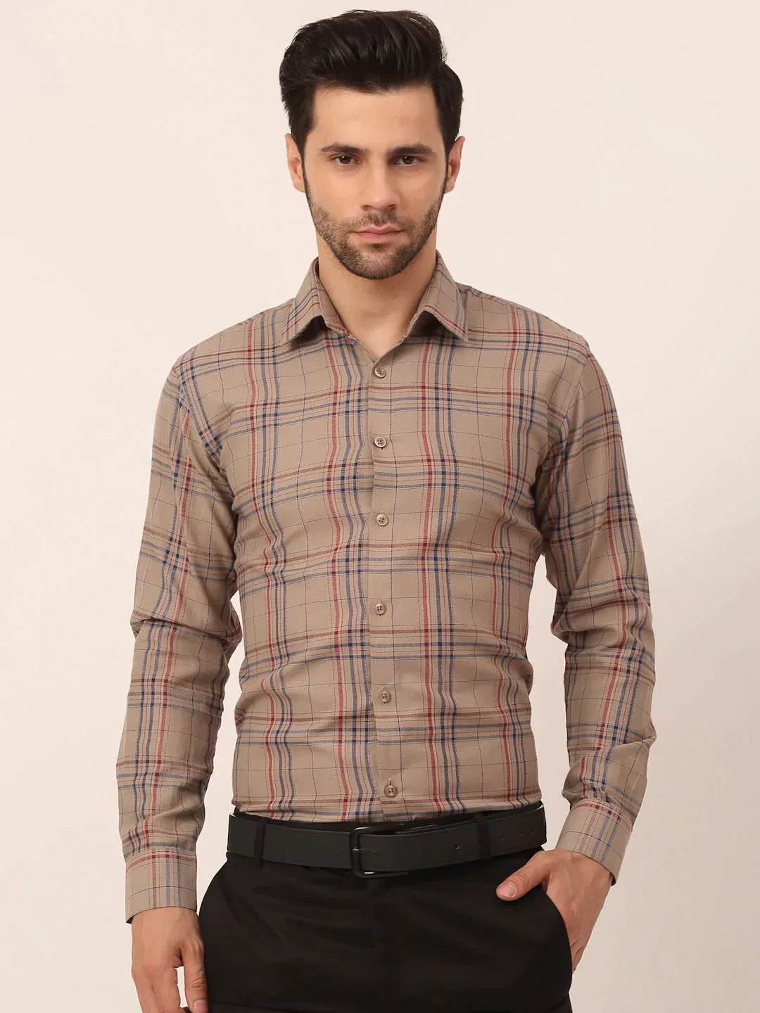 Men's Cotton Checked Formal Shirts - Taantav