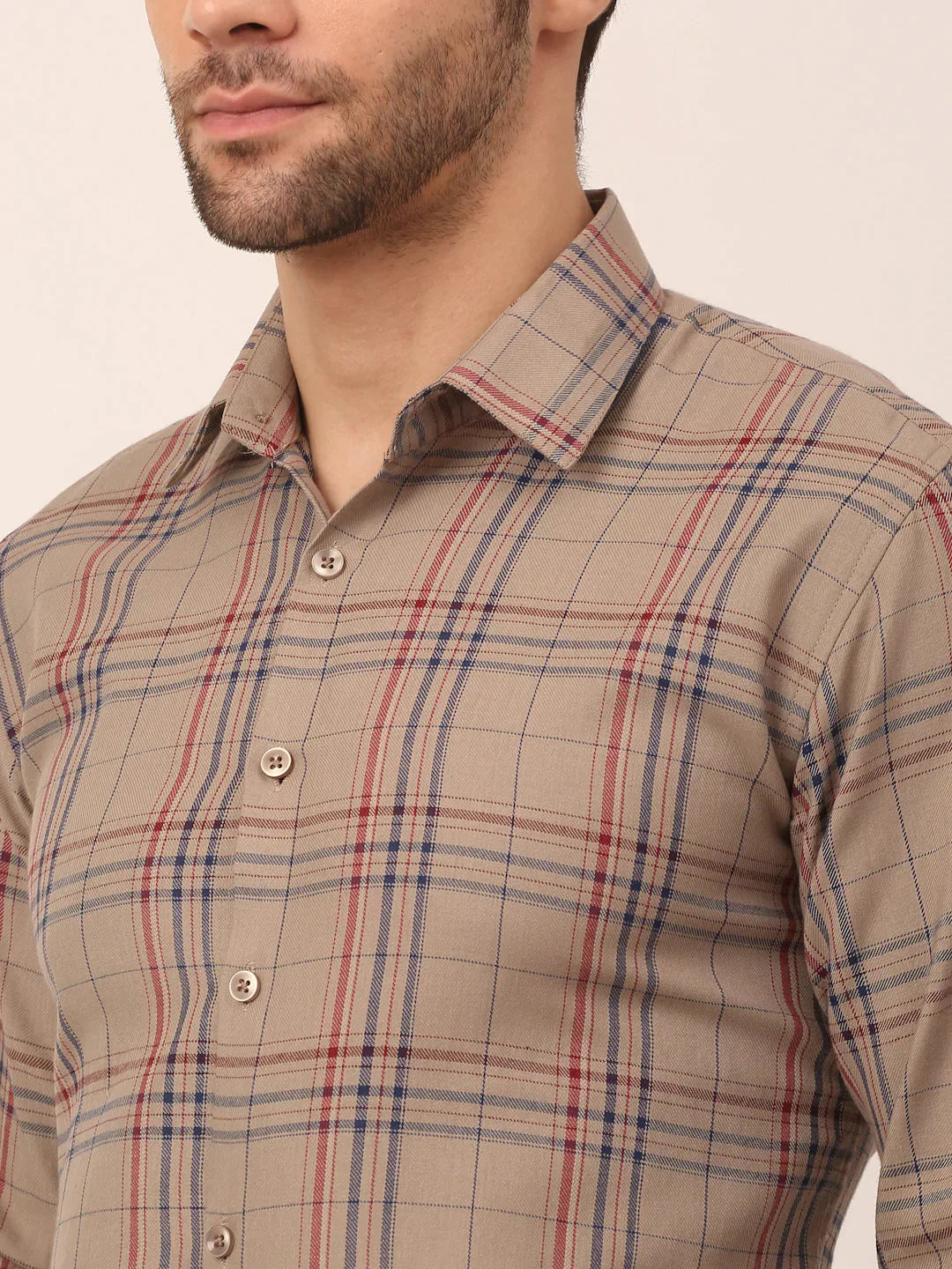 Men's Cotton Checked Formal Shirts - Taantav