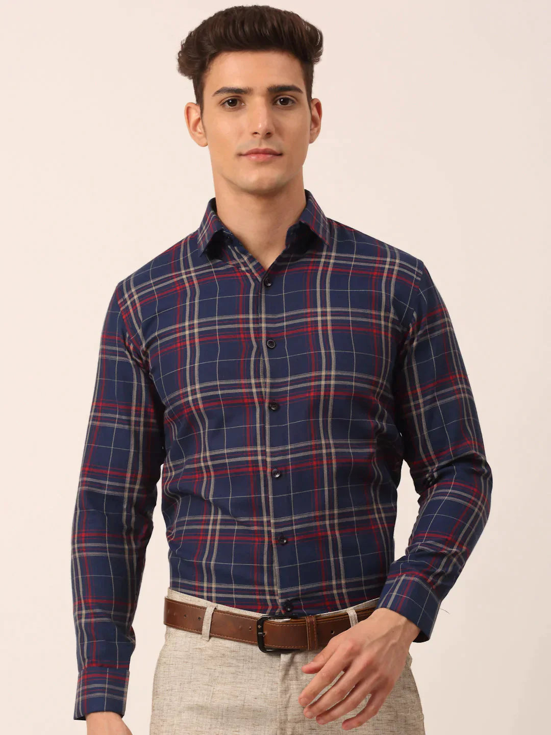 Men's Cotton Checked Formal Shirts - Taantav