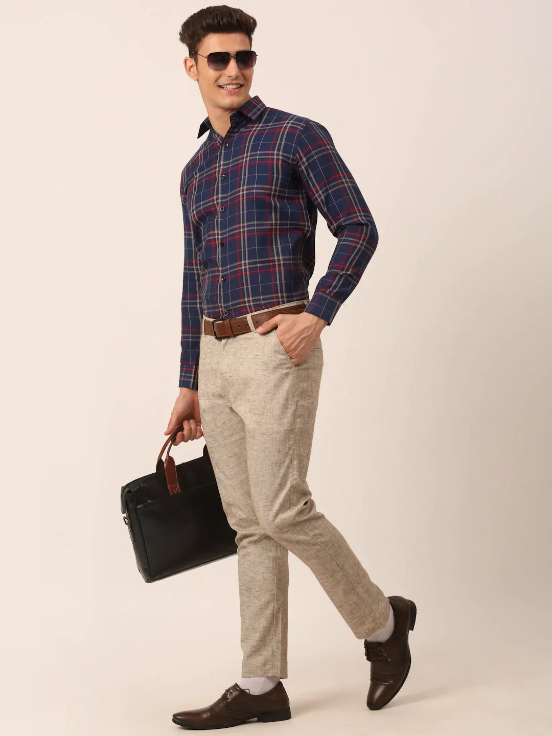 Men's Cotton Checked Formal Shirts - Taantav