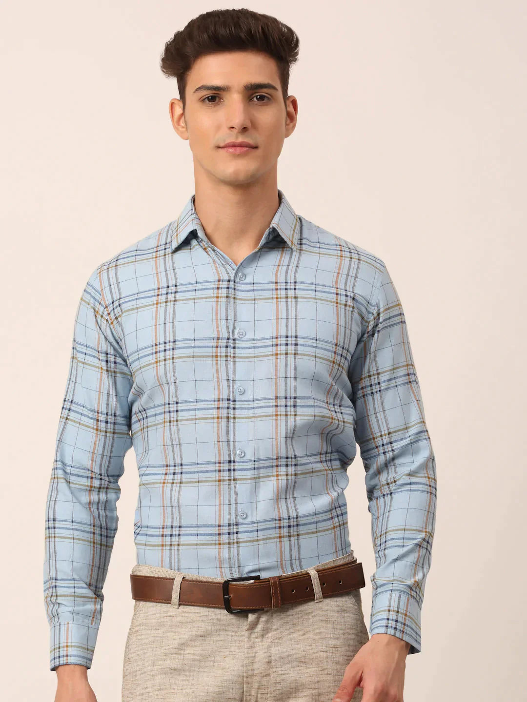 Men's Cotton Checked Formal Shirts - Taantav