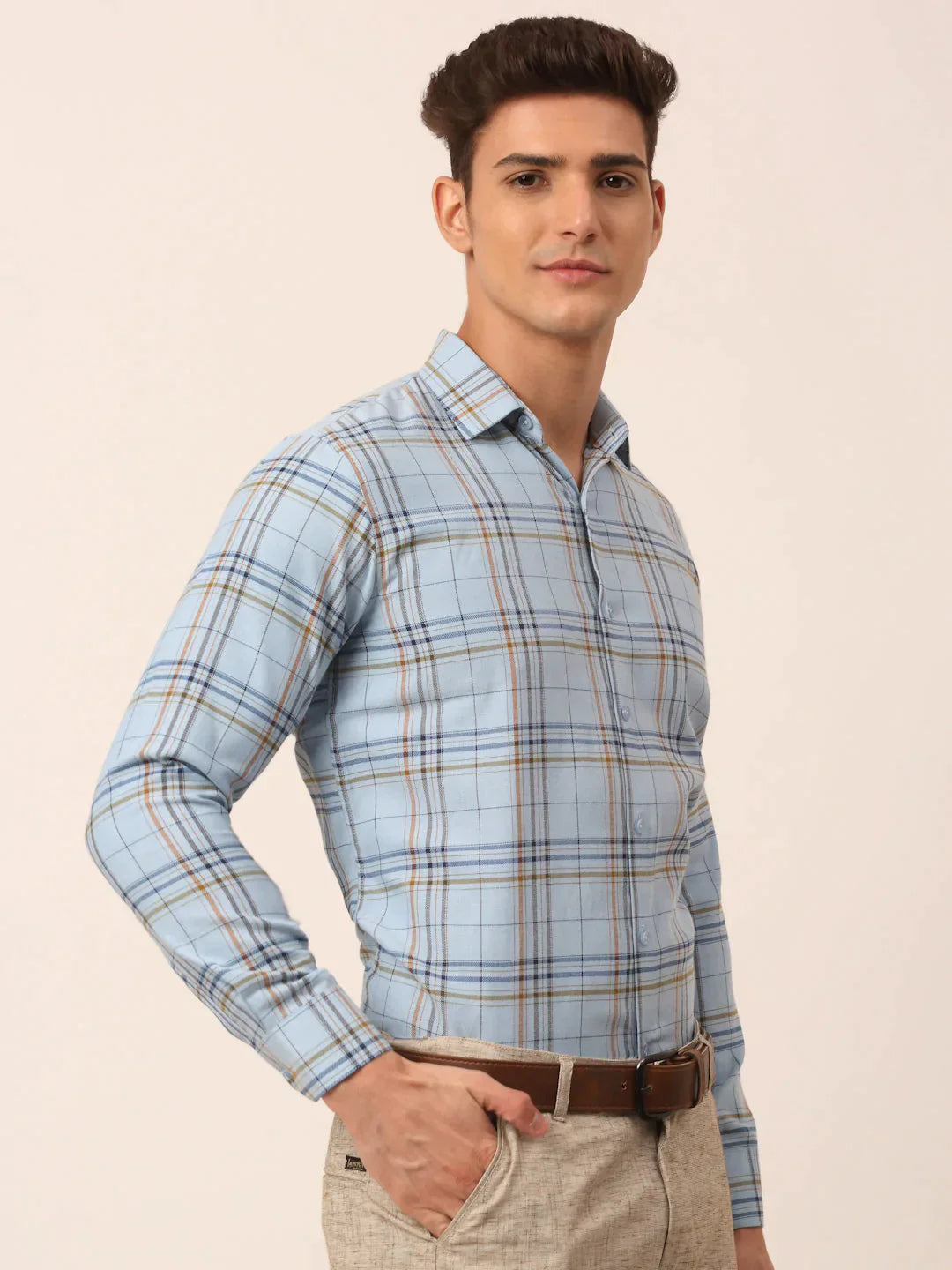 Men's Cotton Checked Formal Shirts - Taantav