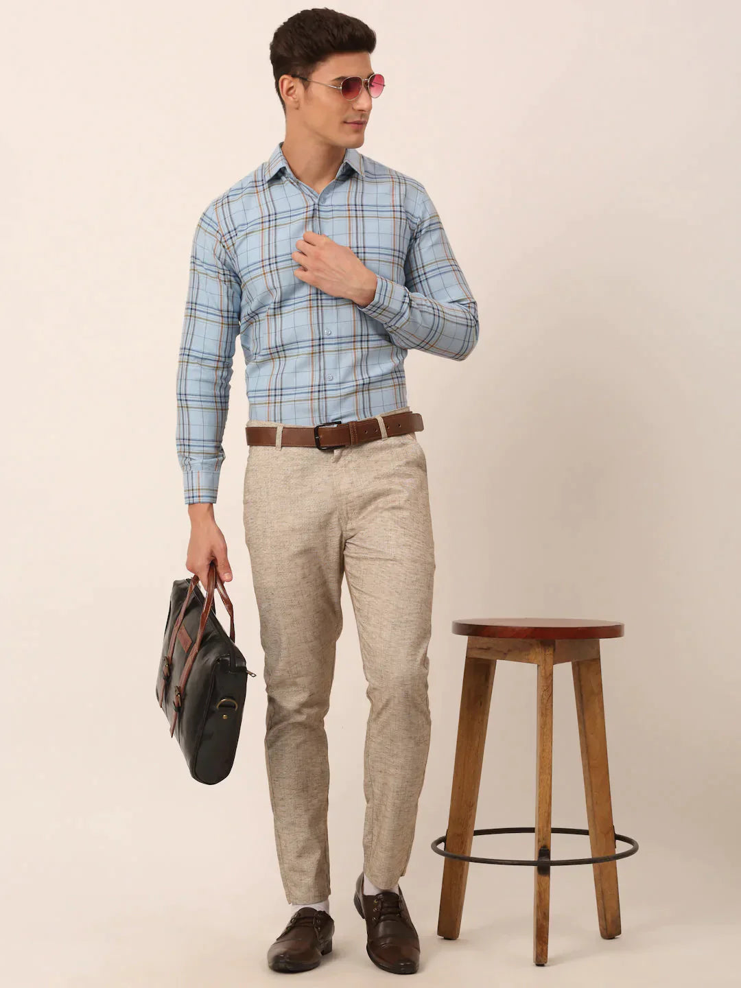 Men's Cotton Checked Formal Shirts - Taantav