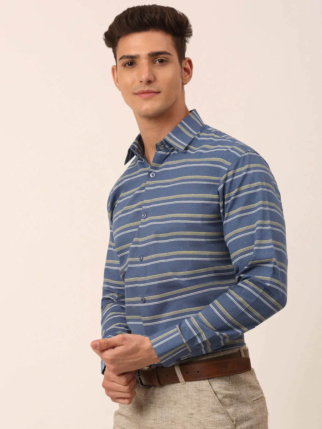 Men's  Cotton Striped Formal Shirts - Taantav