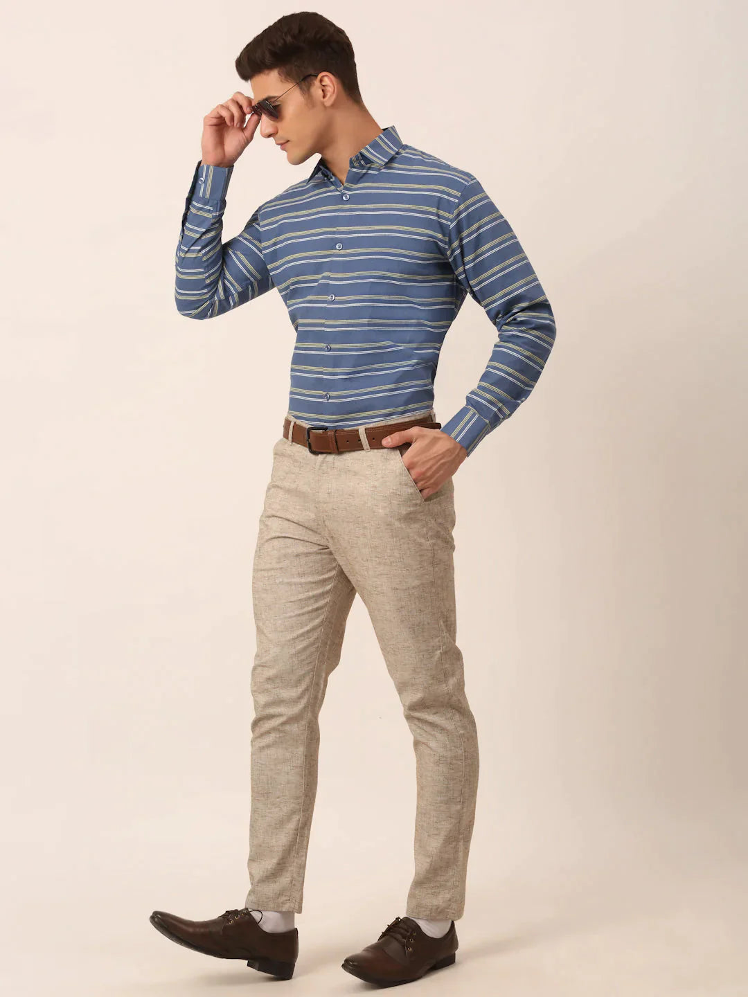 Men's  Cotton Striped Formal Shirts - Taantav