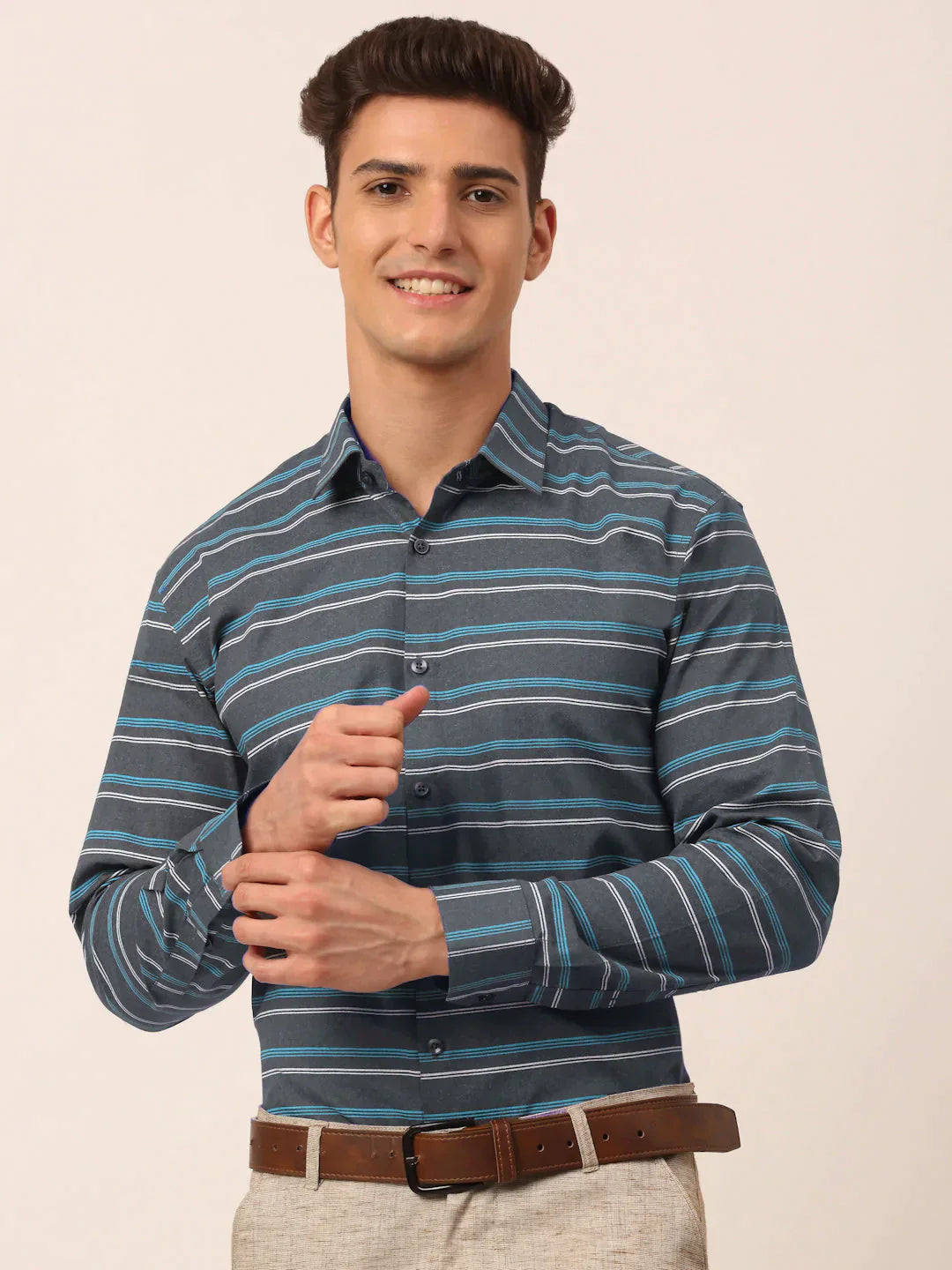 Men's  Cotton Striped Formal Shirts - Taantav