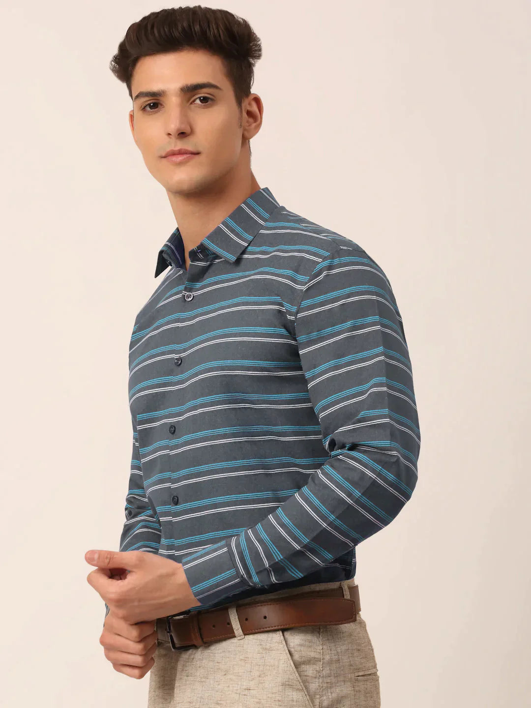 Men's  Cotton Striped Formal Shirts - Taantav