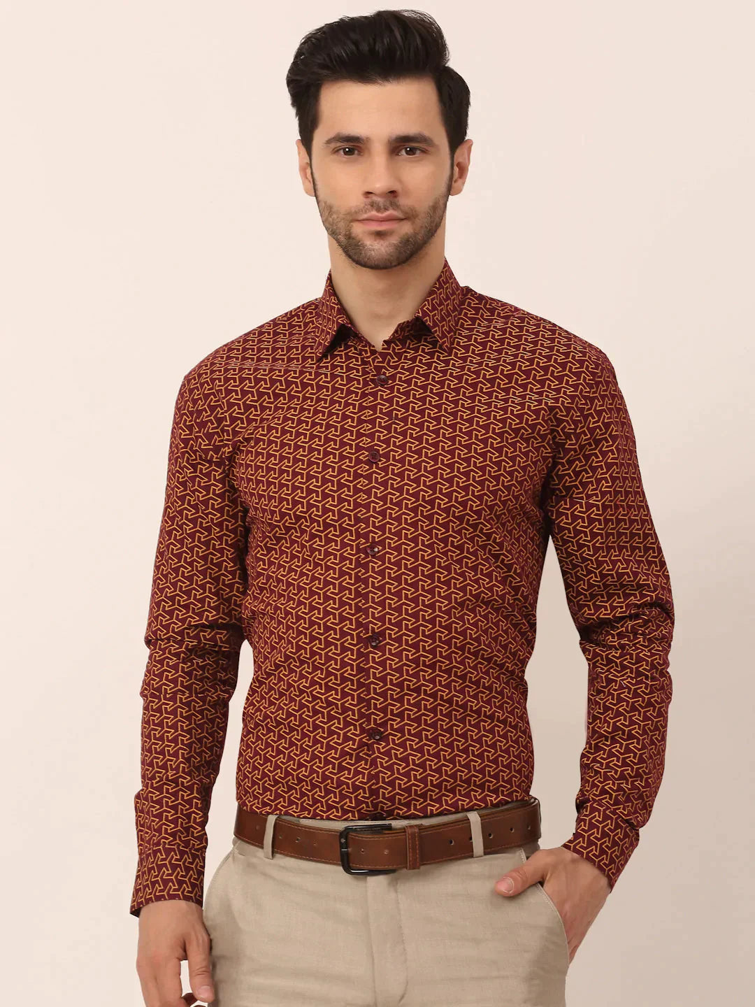 Men's  Cotton Printed Formal Shirts - Taantav