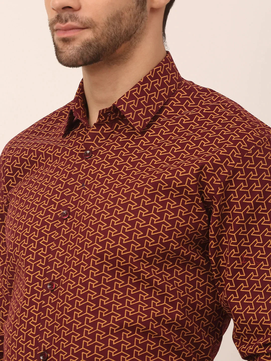 Men's  Cotton Printed Formal Shirts - Taantav