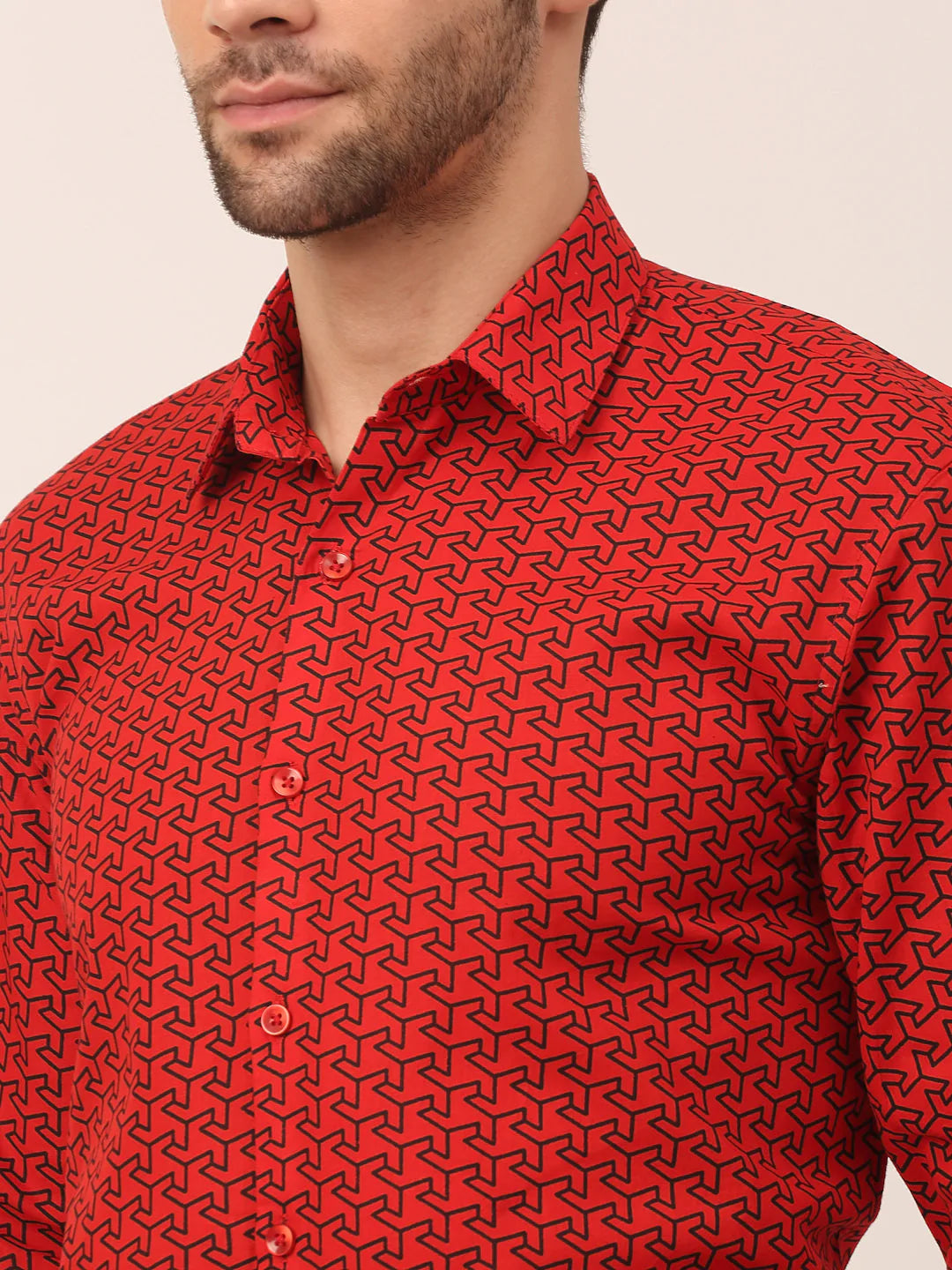 Men's  Cotton Printed Formal Shirts - Taantav