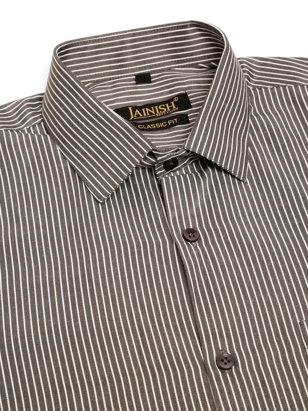 Men's White Classic Striped Formal Shirt - Taantav