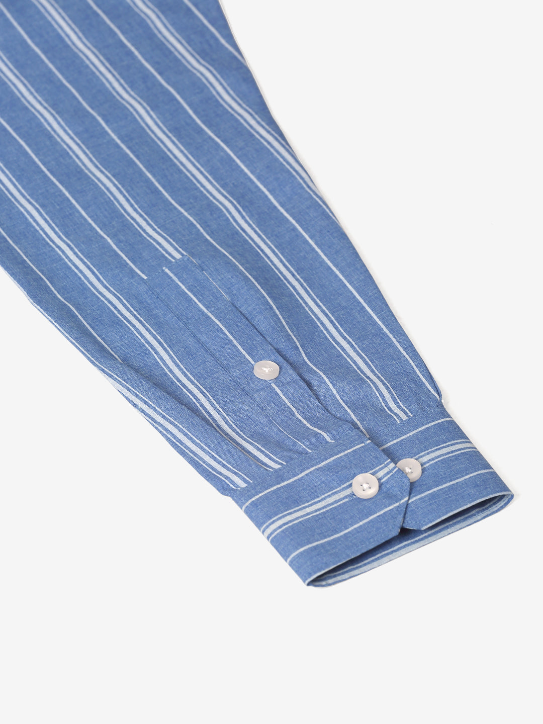 Men's Blue & White Classic Striped Formal Shirt - Taantav