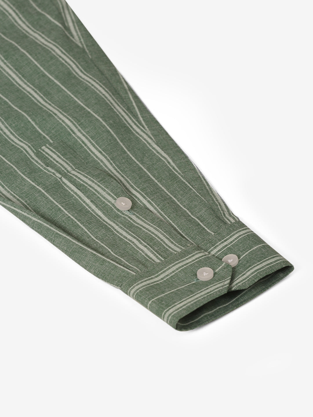 Men's Green & White Classic Striped Formal Shirt - Taantav