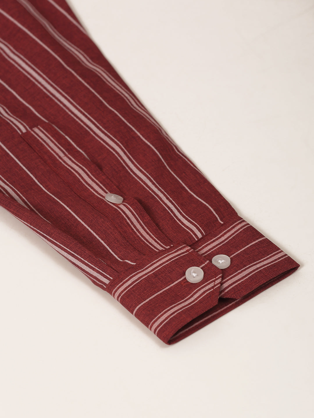 Men's Maroon & White Classic Striped Formal Shirt - Taantav