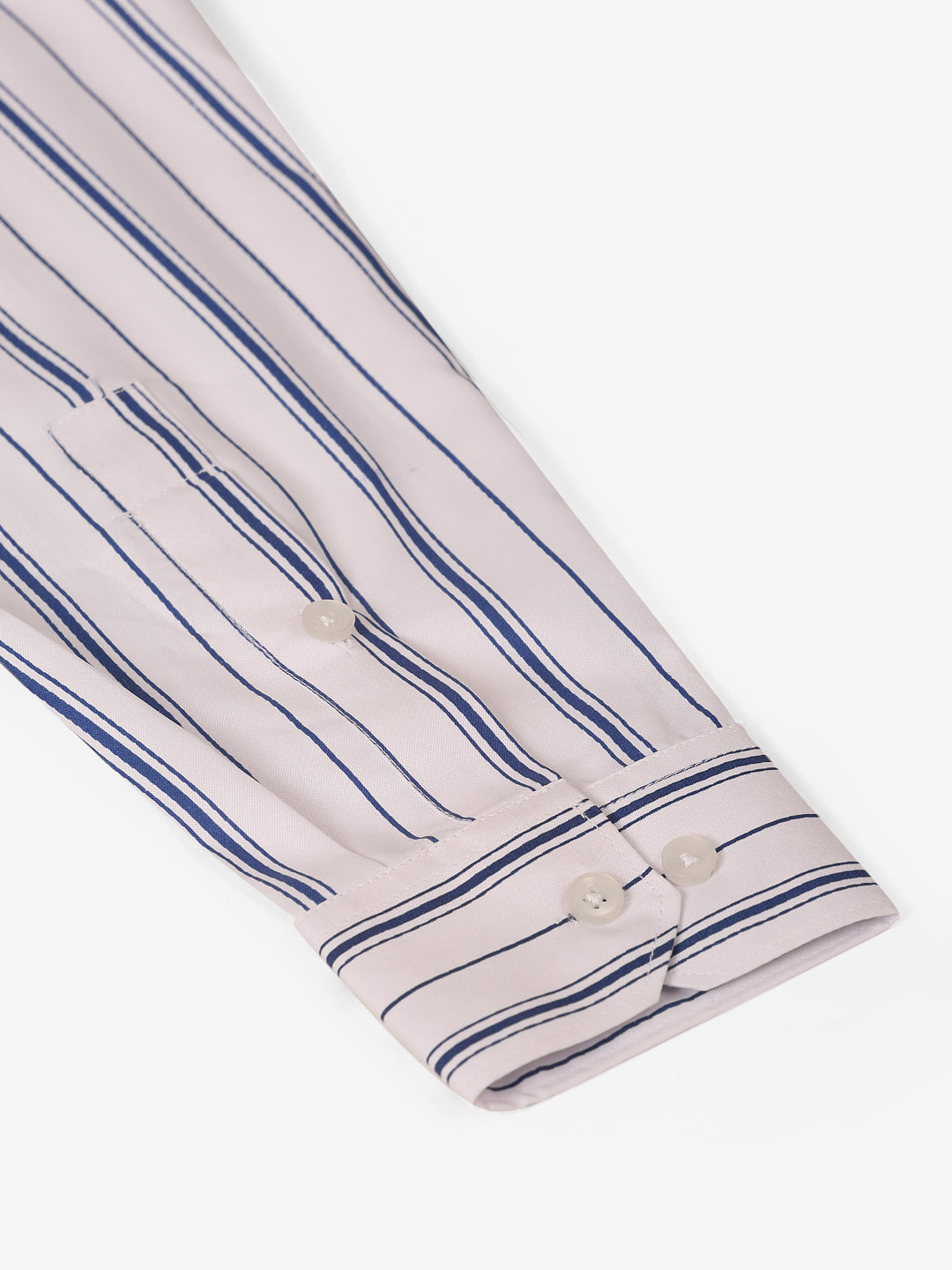 Men's White & Blue Classic Striped Formal Shirt - Taantav