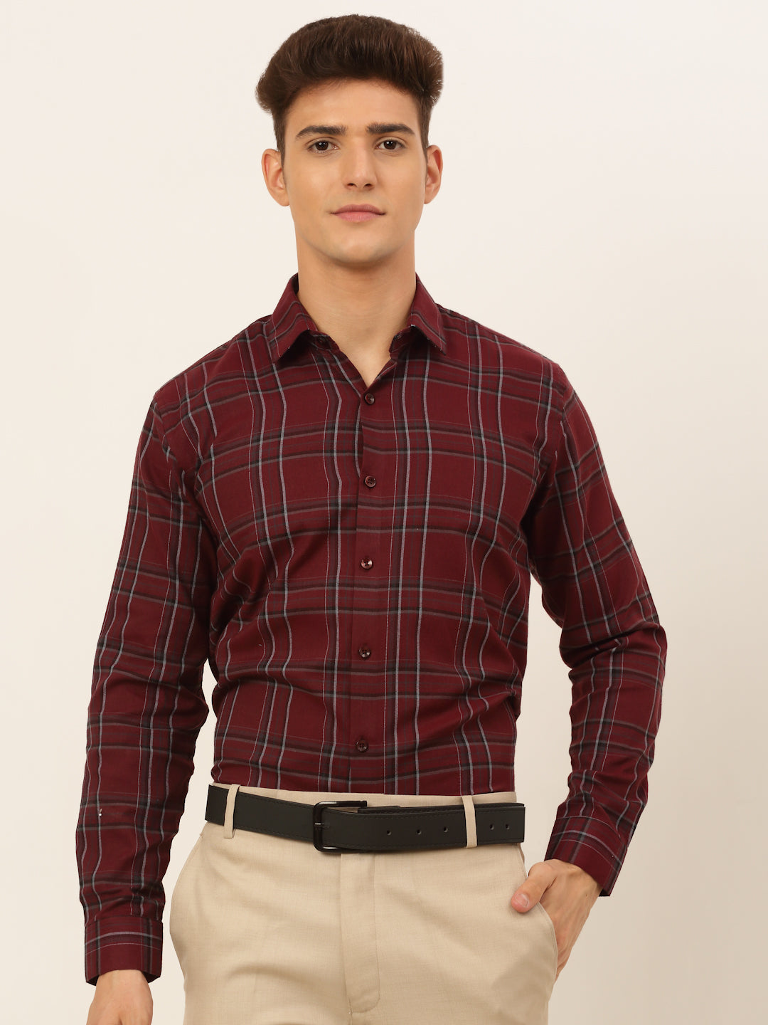 Men's Cotton Checked Formal Shirts - Taantav