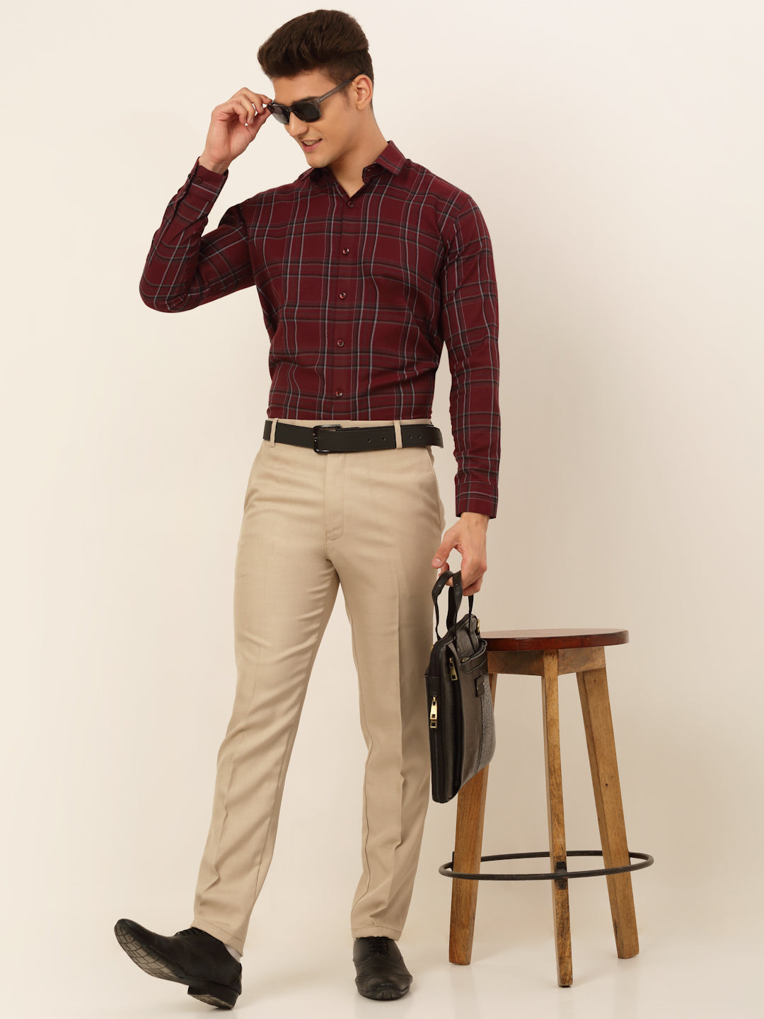 Men's Cotton Checked Formal Shirts - Taantav