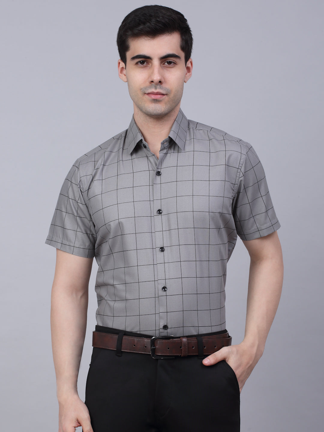 Men's Cotton Half Sleeve Checked Formal Shirts - Taantav