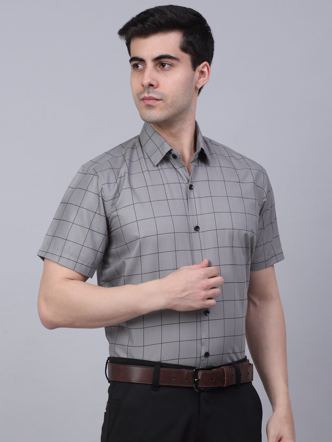 Men's Cotton Half Sleeve Checked Formal Shirts - Taantav