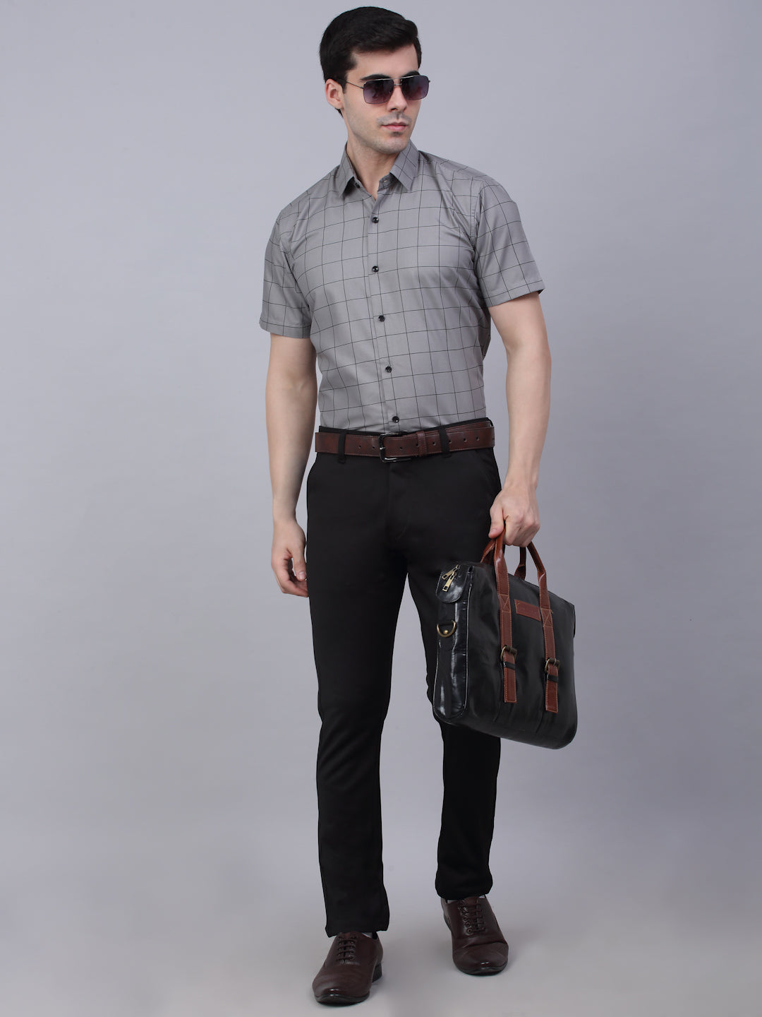 Men's Cotton Half Sleeve Checked Formal Shirts - Taantav