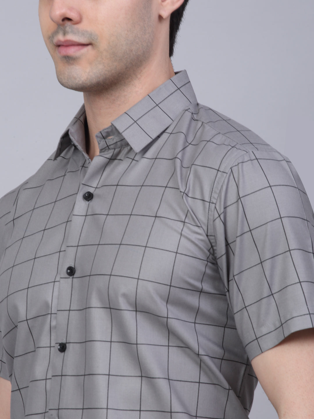 Men's Cotton Half Sleeve Checked Formal Shirts - Taantav