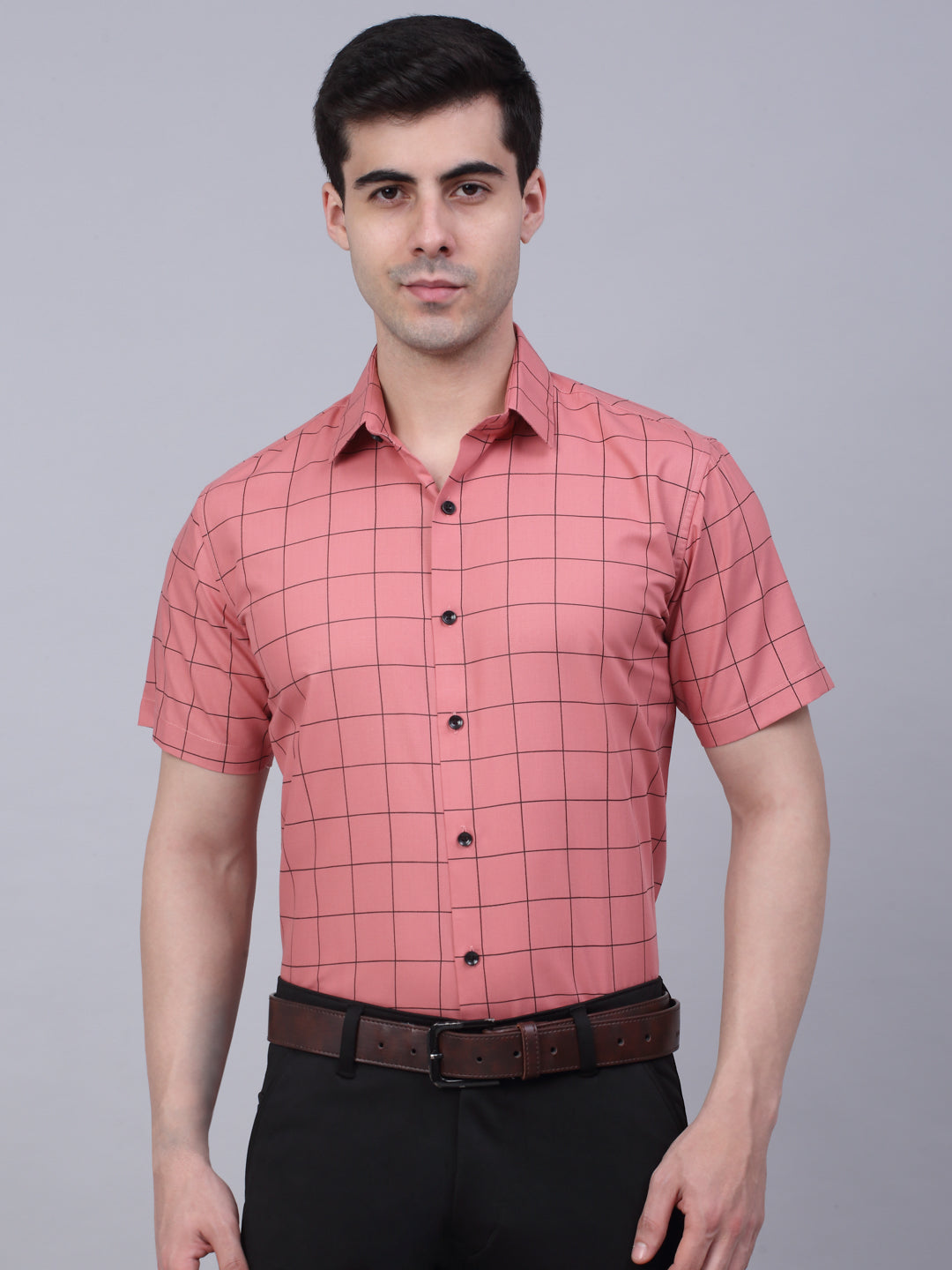 Men's Cotton Half Sleeve Checked Formal Shirts - Taantav