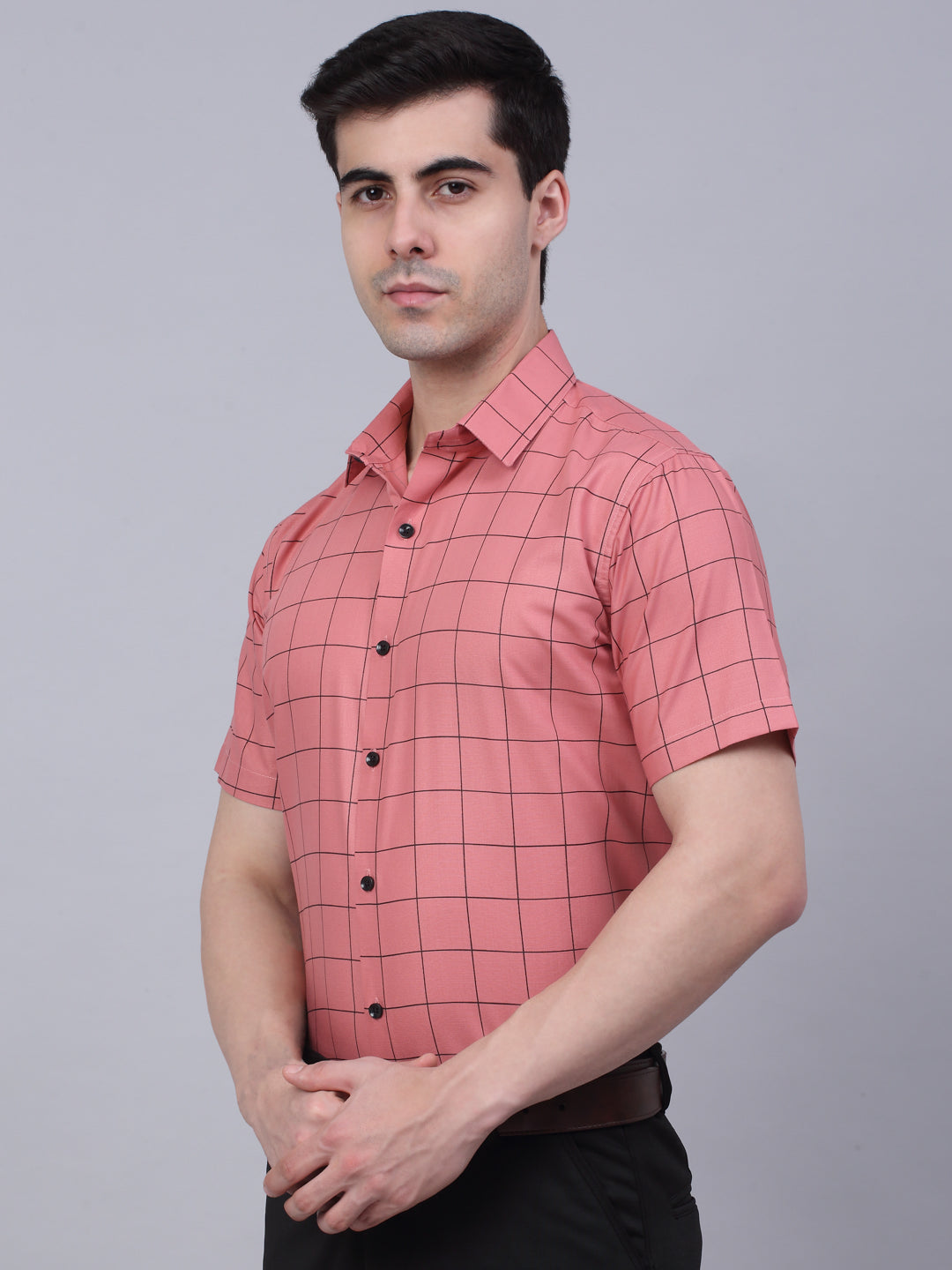 Men's Cotton Half Sleeve Checked Formal Shirts - Taantav