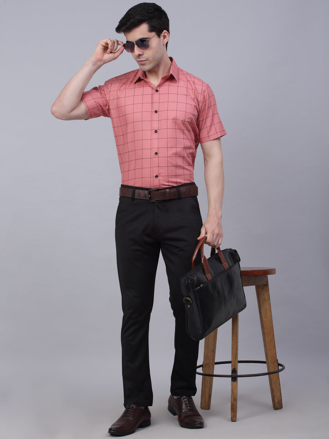 Men's Cotton Half Sleeve Checked Formal Shirts - Taantav