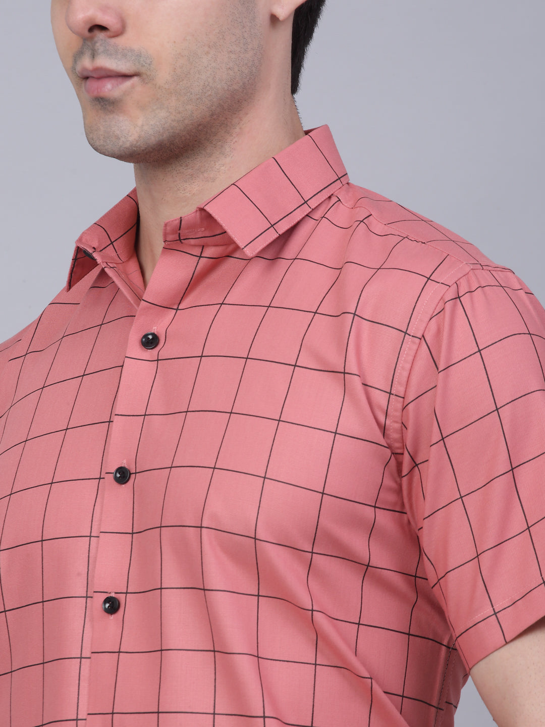 Men's Cotton Half Sleeve Checked Formal Shirts - Taantav