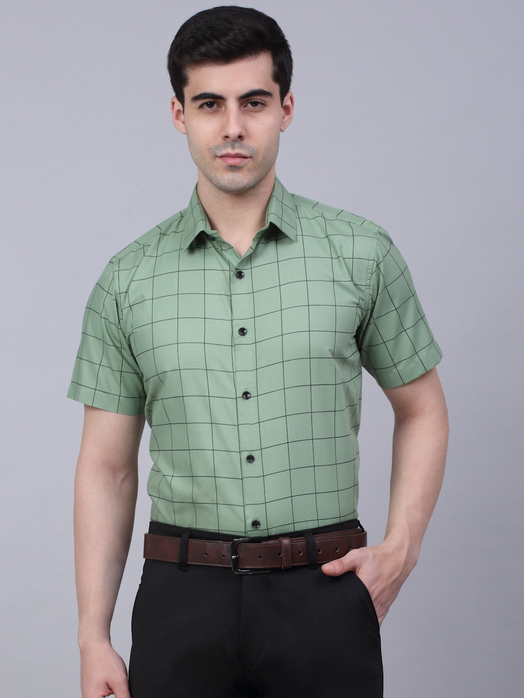 Men's Cotton Half Sleeve Checked Formal Shirts - Taantav