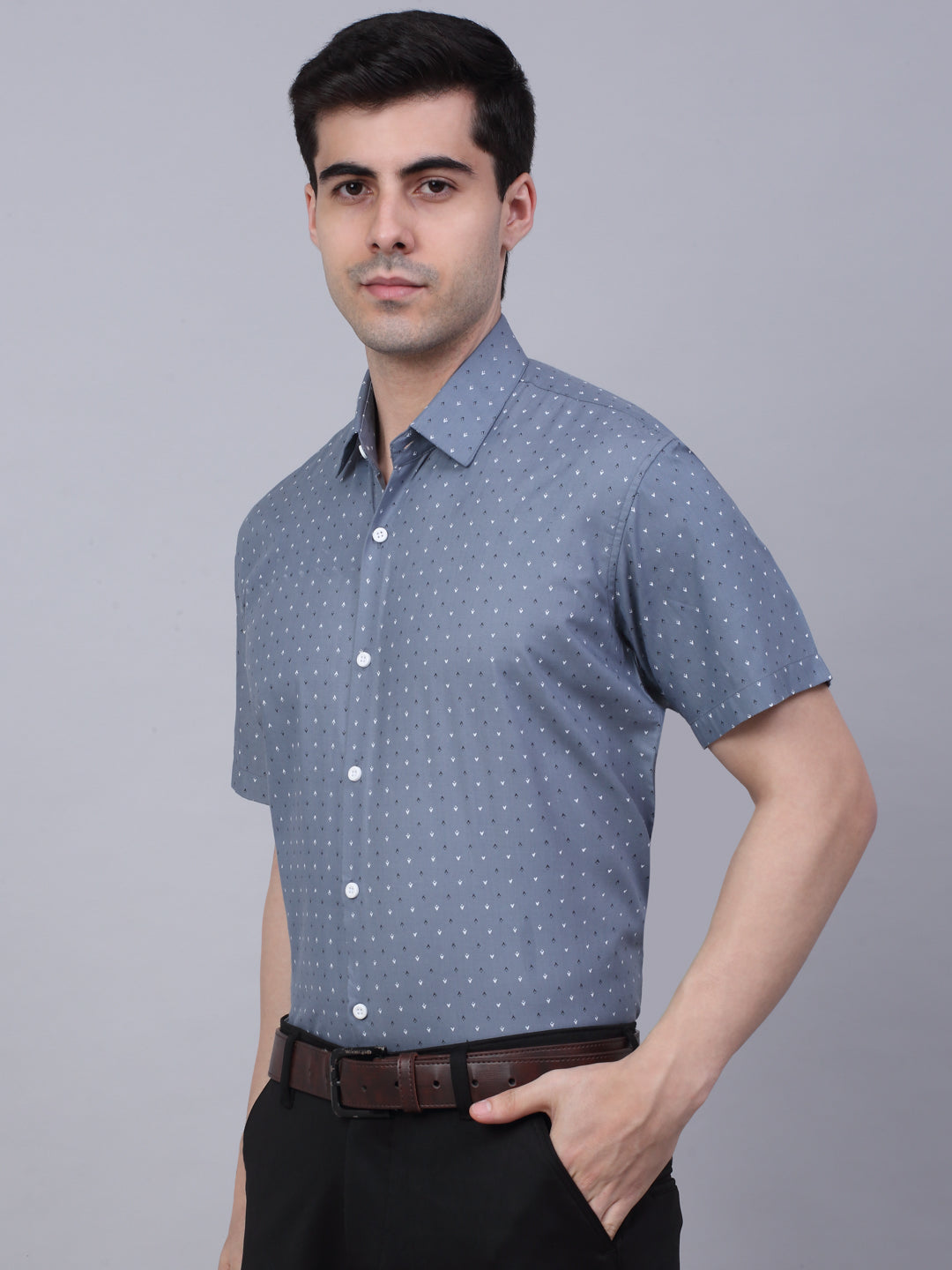 Men's Cotton Half Sleeve Printed Formal Shirts - Taantav