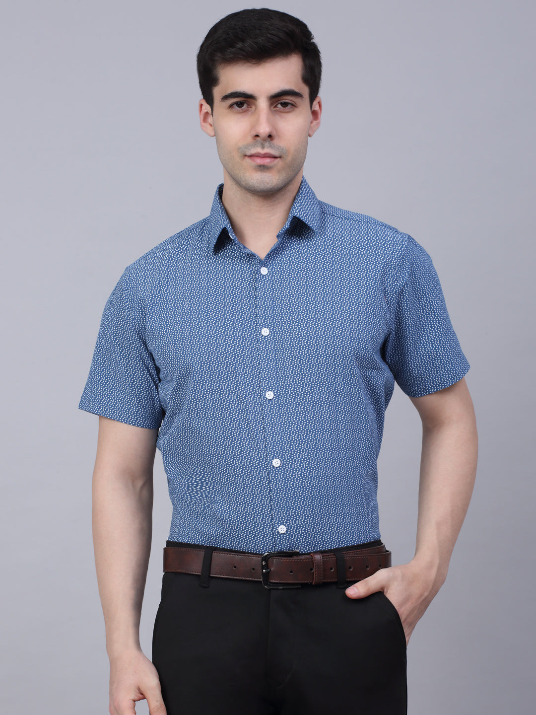 Men's Cotton Half Sleeve Printed Formal Shirts - Taantav